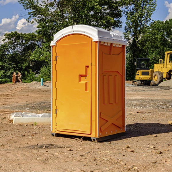 how often are the portable restrooms cleaned and serviced during a rental period in Light Oak